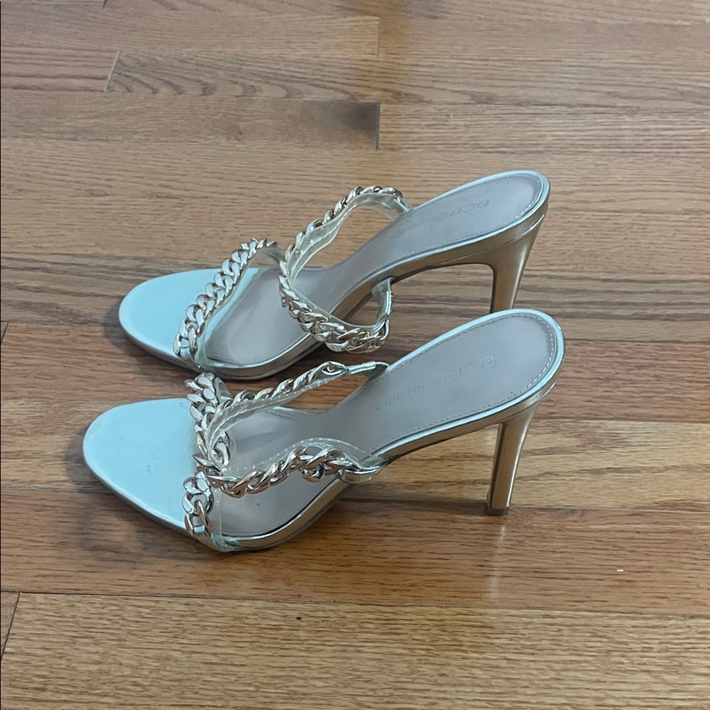 BCBGeneration Silver Chain Strap Heels - image 5